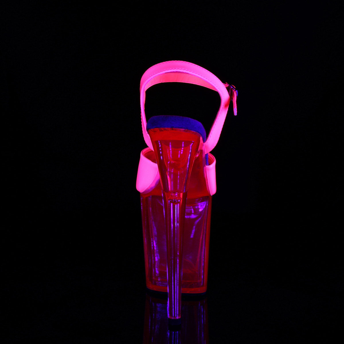 8" Heel, 4" PF UV Reactive Ankle Strap Sandal Pleaser Pleaser FLAMINGO/809UVT
