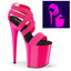 8" Heel, 4" PF UV Reactive Criss Cross Sandal, Back Zip Pleaser Pleaser FLAMINGO/869UV