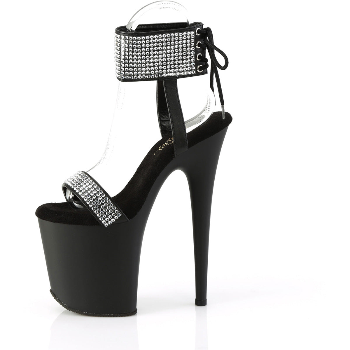 8" Heel, 4" Pf Back Tie Ankle Cuff Sandal W/Rs Pleaser Pleaser FLAMINGO/870