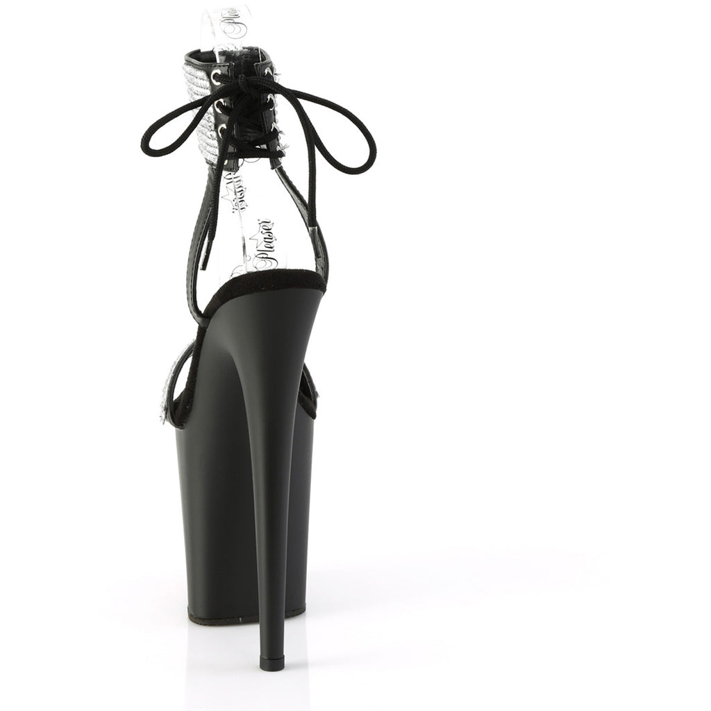 8" Heel, 4" Pf Back Tie Ankle Cuff Sandal W/Rs Pleaser Pleaser FLAMINGO/870