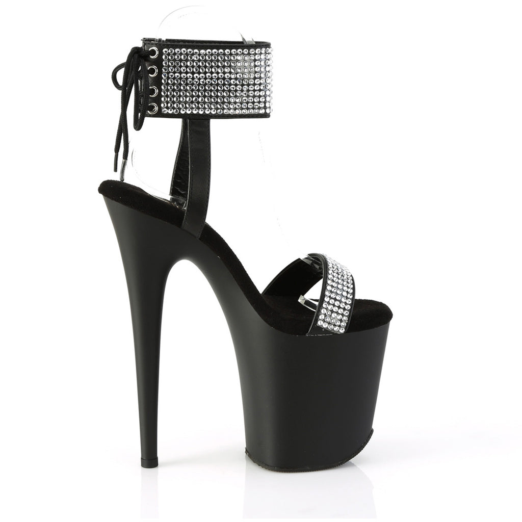8" Heel, 4" Pf Back Tie Ankle Cuff Sandal W/Rs Pleaser Pleaser FLAMINGO/870