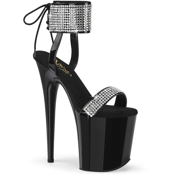 8" Heel, 4" Pf Back Tie Ankle Cuff Sandal W/Rs Pleaser Pleaser FLAMINGO/870