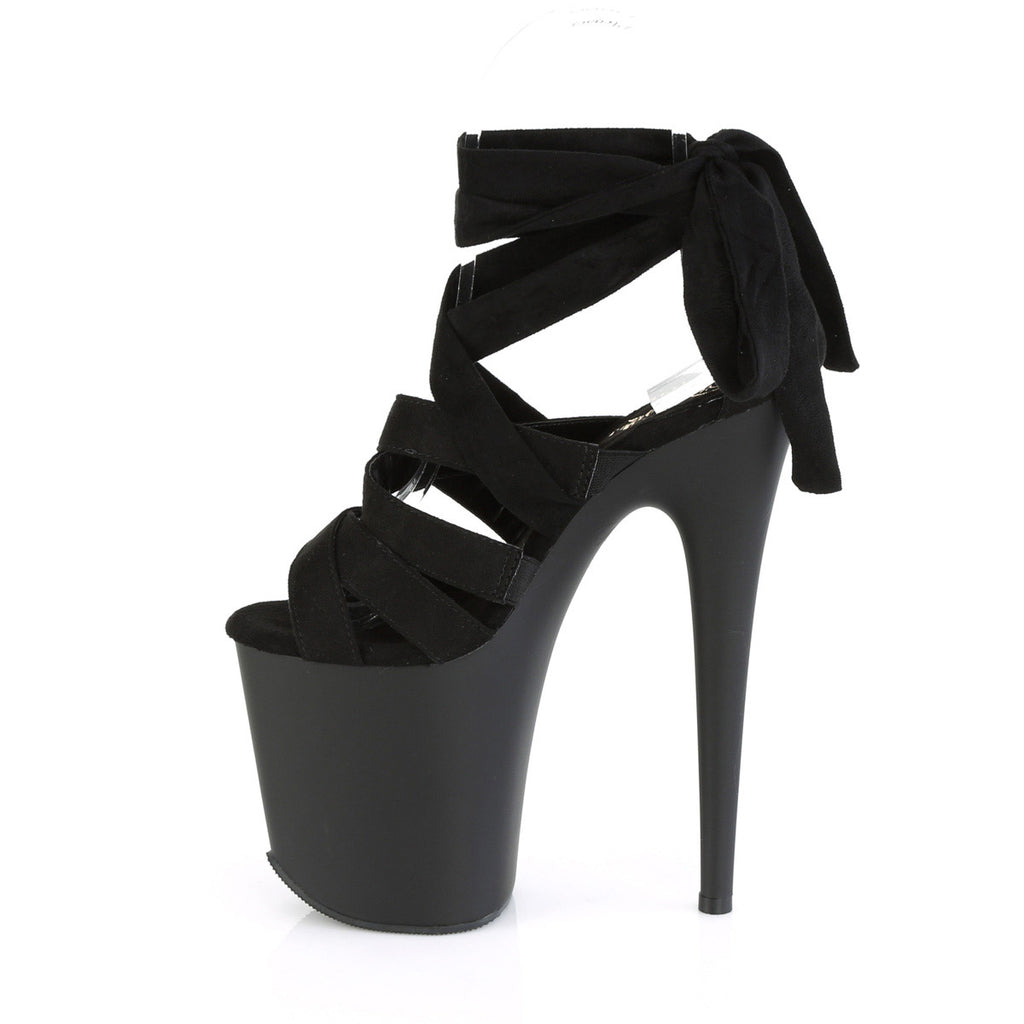 8" Heel, 4" PF Criss Cross Ankle Wrap Sandal Pleaser Pleaser FLAMINGO/876