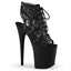 8" Heel, 4" Pf Open Toe/heel Lace-up Ankle Boot, Side Zip Pleaser Pleaser FLAMINGO/896LC