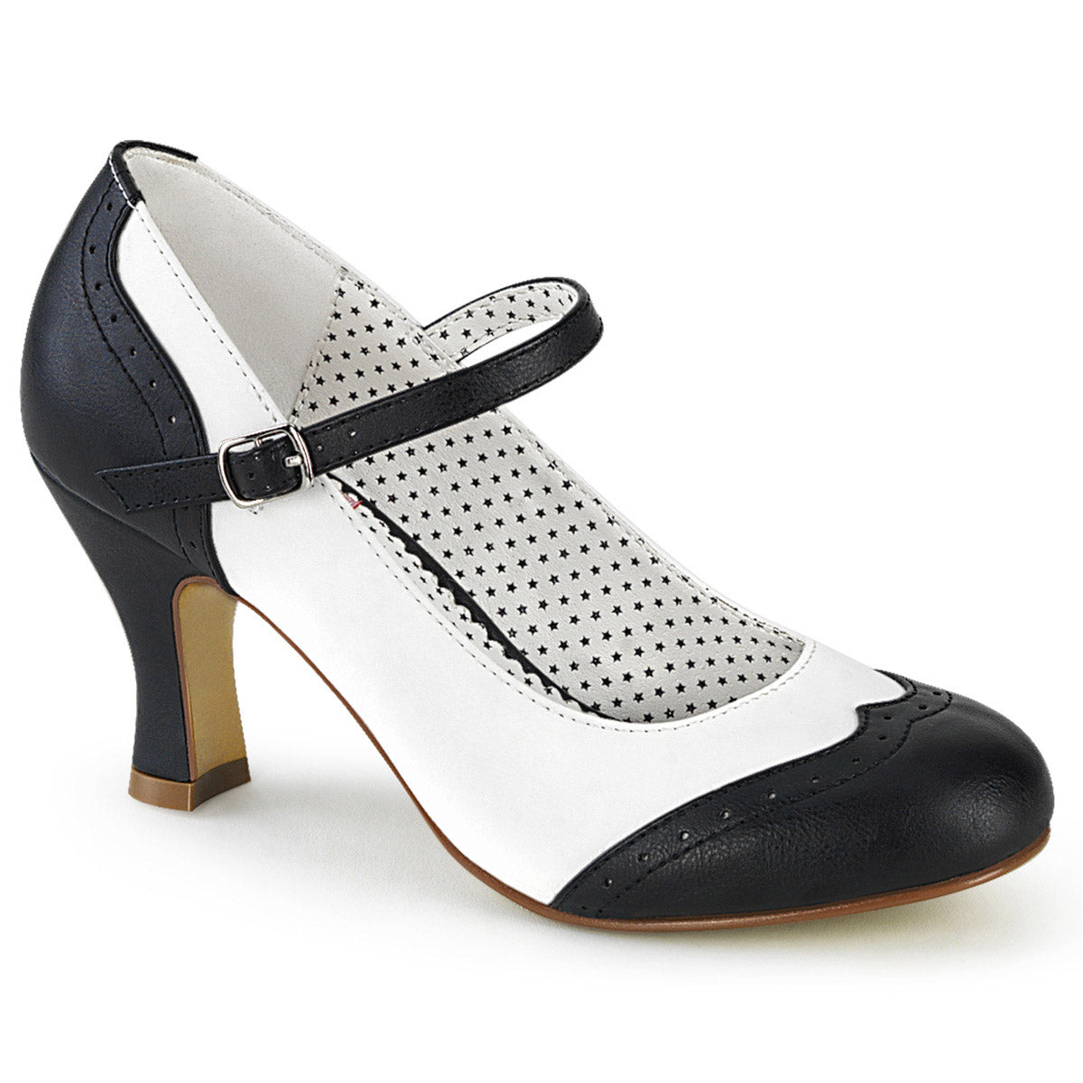 Sexy Cap Toe Mary Jane Brogue Spectator Pumps High Heels Shoes Pleaser Funtasma FLAPPER/25