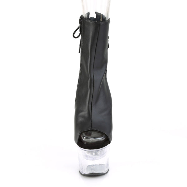 7" Heel,2 3/4" PF LED Illuminated Open Ankle Boot, Side Zip Pleaser Pleaser FLASHDANCE/1018/7