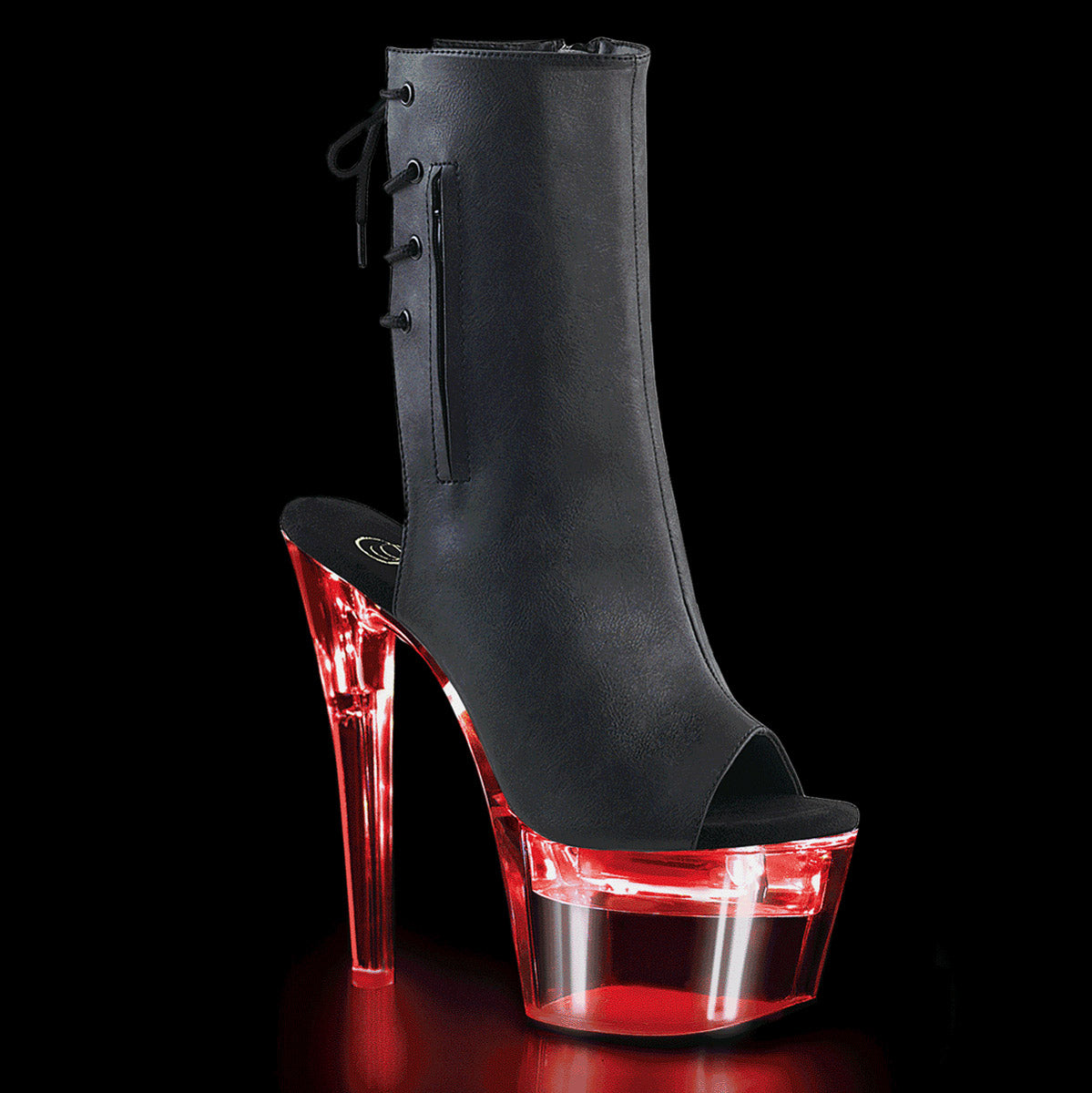 7" Heel,2 3/4" PF LED Illuminated Open Ankle Boot, Side Zip Pleaser Pleaser FLASHDANCE/1018/7 Main image