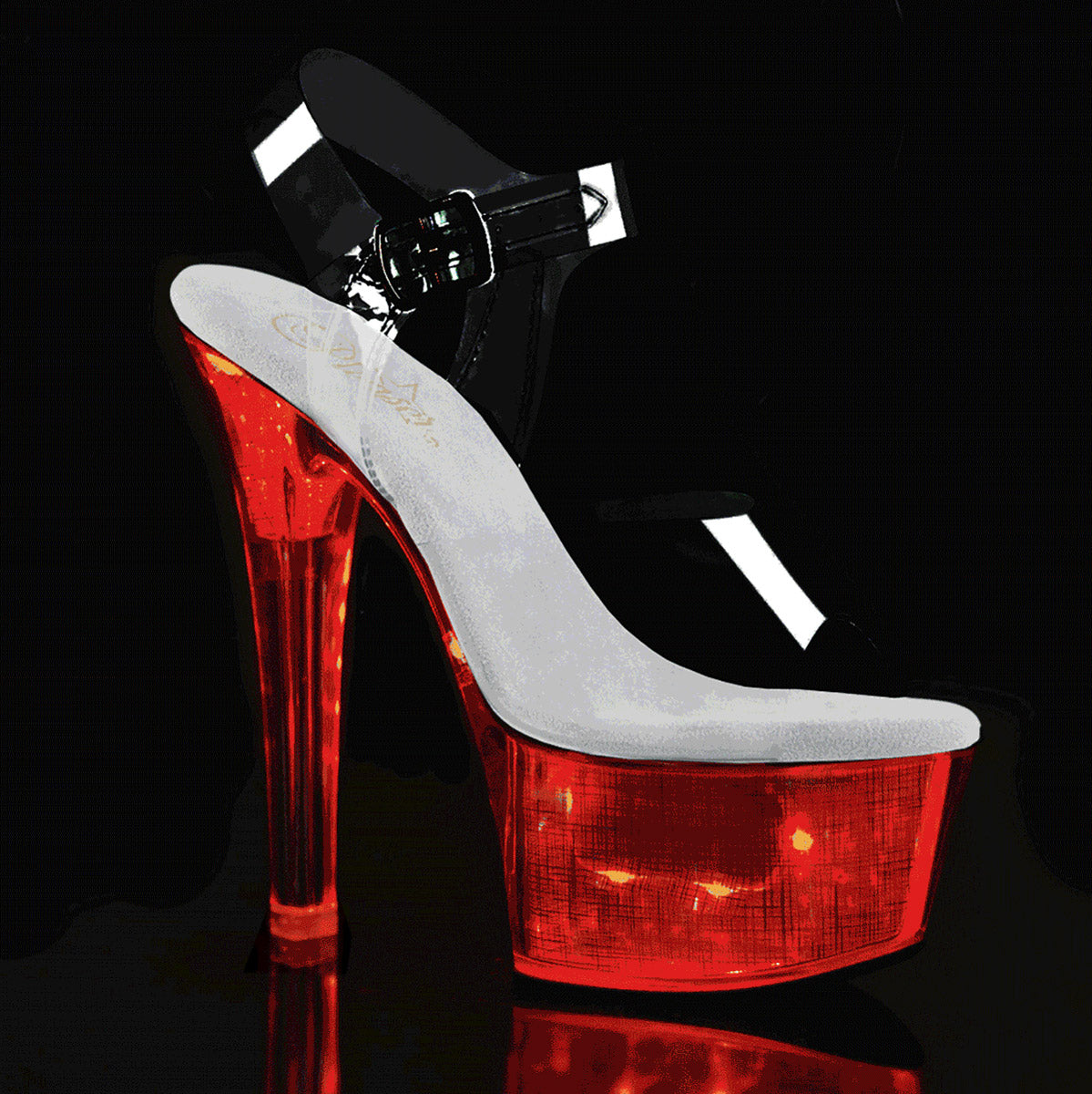 6" Heel, 2 1/4" PF LED Illuminated Ankle Strap Sandal Pleaser Pleaser FLASHDANCE/608CH Main image