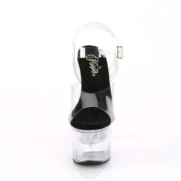 7" Heel, 2 3/4" Platform LED Illuminated Two Band Slide Pleaser Pleaser FLASHDANCE/708