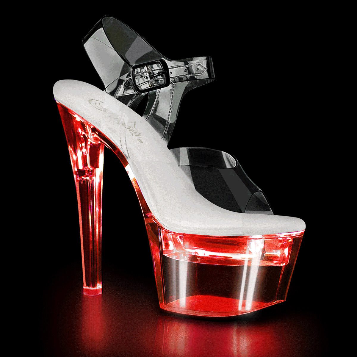 7" Heel, 2 3/4" Platform LED Illuminated Ankle Strap Sandal Pleaser Pleaser FLASHDANCE/708 Main image