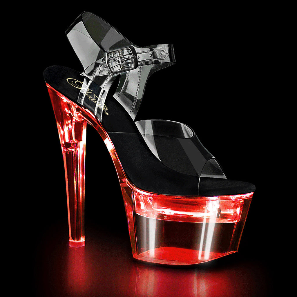 7" Heel, 2 3/4" Platform LED Illuminated Two Band Slide Pleaser Pleaser FLASHDANCE/708