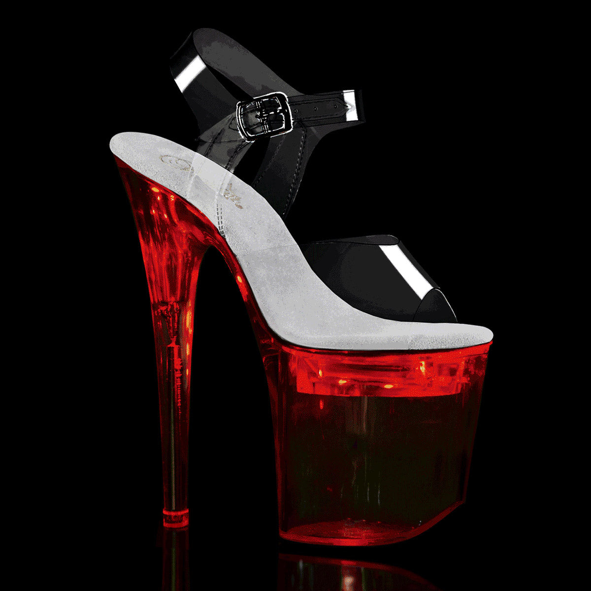 8" Heel, 4" PF LED Illuminated Ankle Strap Sandal Pleaser Pleaser FLASHDANCE/808 Main image