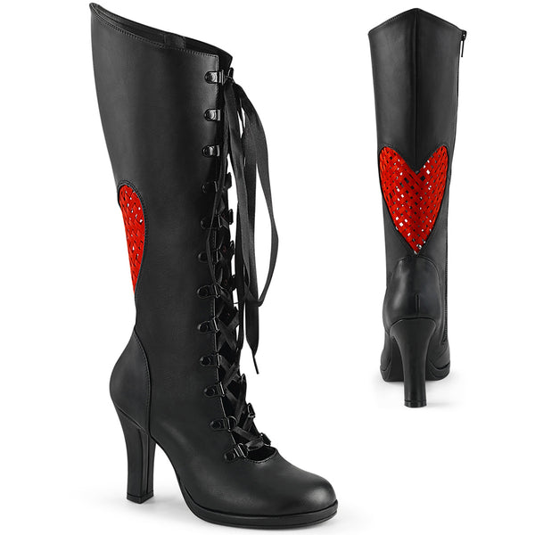 3 3/4" Heel, 1/2" Pf Lace-Up Knee High Boot, Inside Zip Pleaser Demonia GLAM243/BVL-RSA