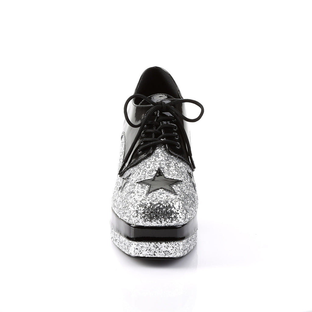 Lace Square Toe Star Glitter Platform Chunky High Heel Boots Shoes Pleaser Funtasma GLAMROCK/02