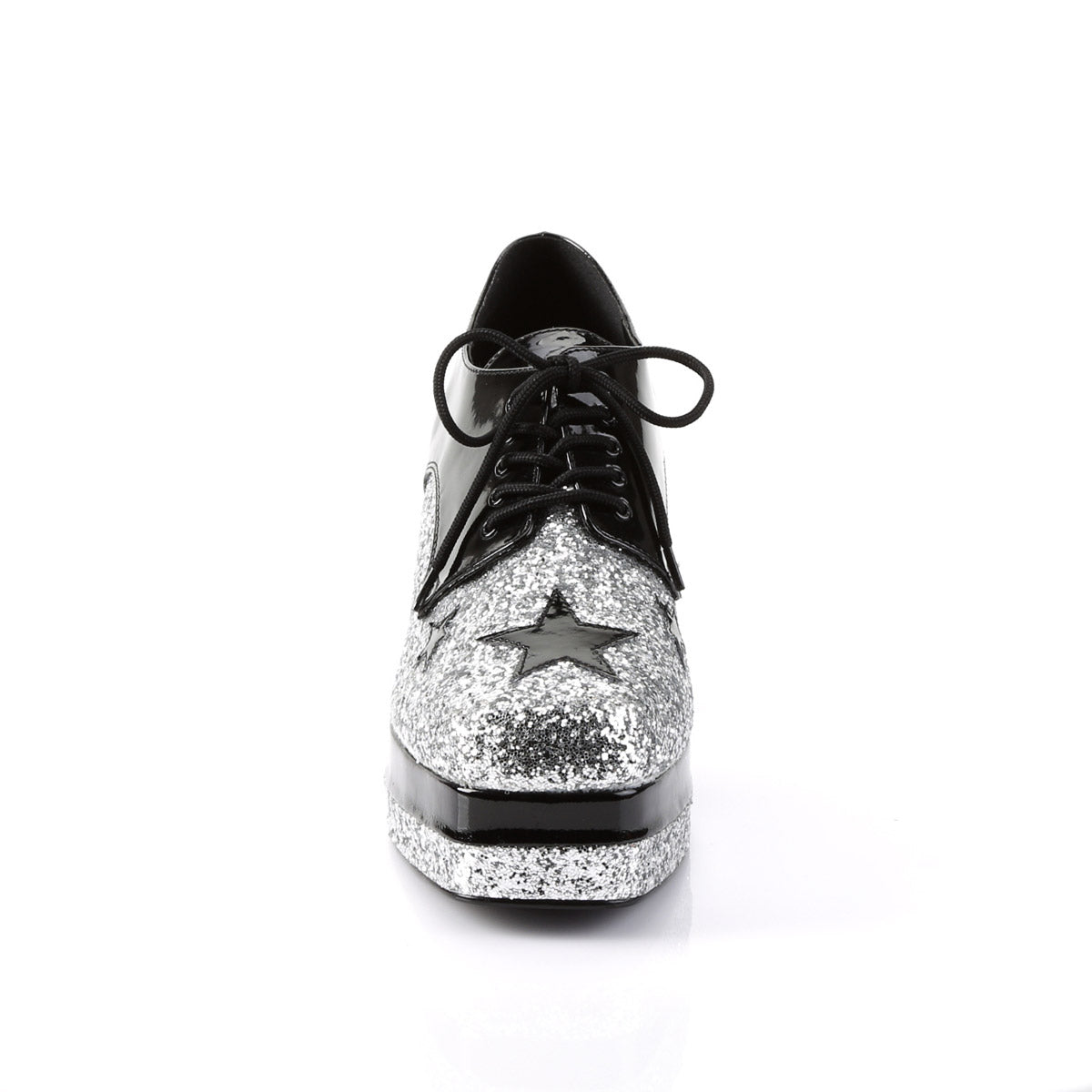 Lace Square Toe Star Glitter Platform Chunky High Heel Boots Shoes Pleaser Funtasma GLAMROCK/02