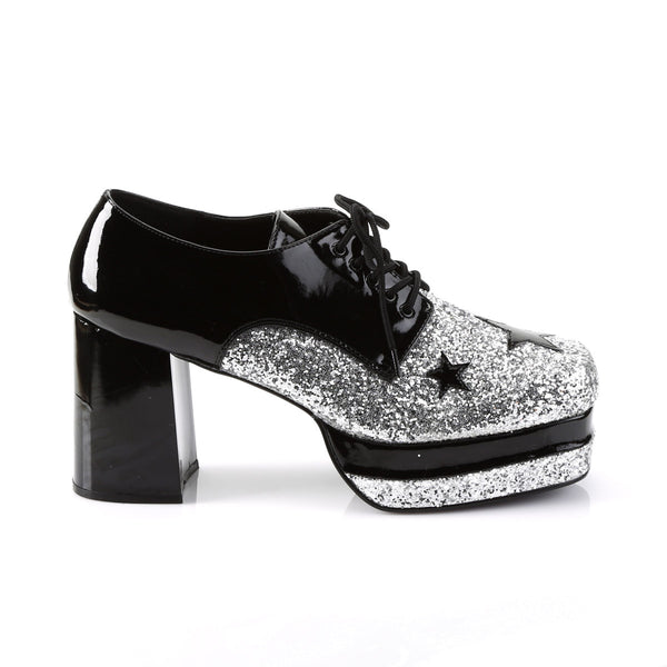 Lace Square Toe Star Glitter Platform Chunky High Heel Boots Shoes Pleaser Funtasma GLAMROCK/02