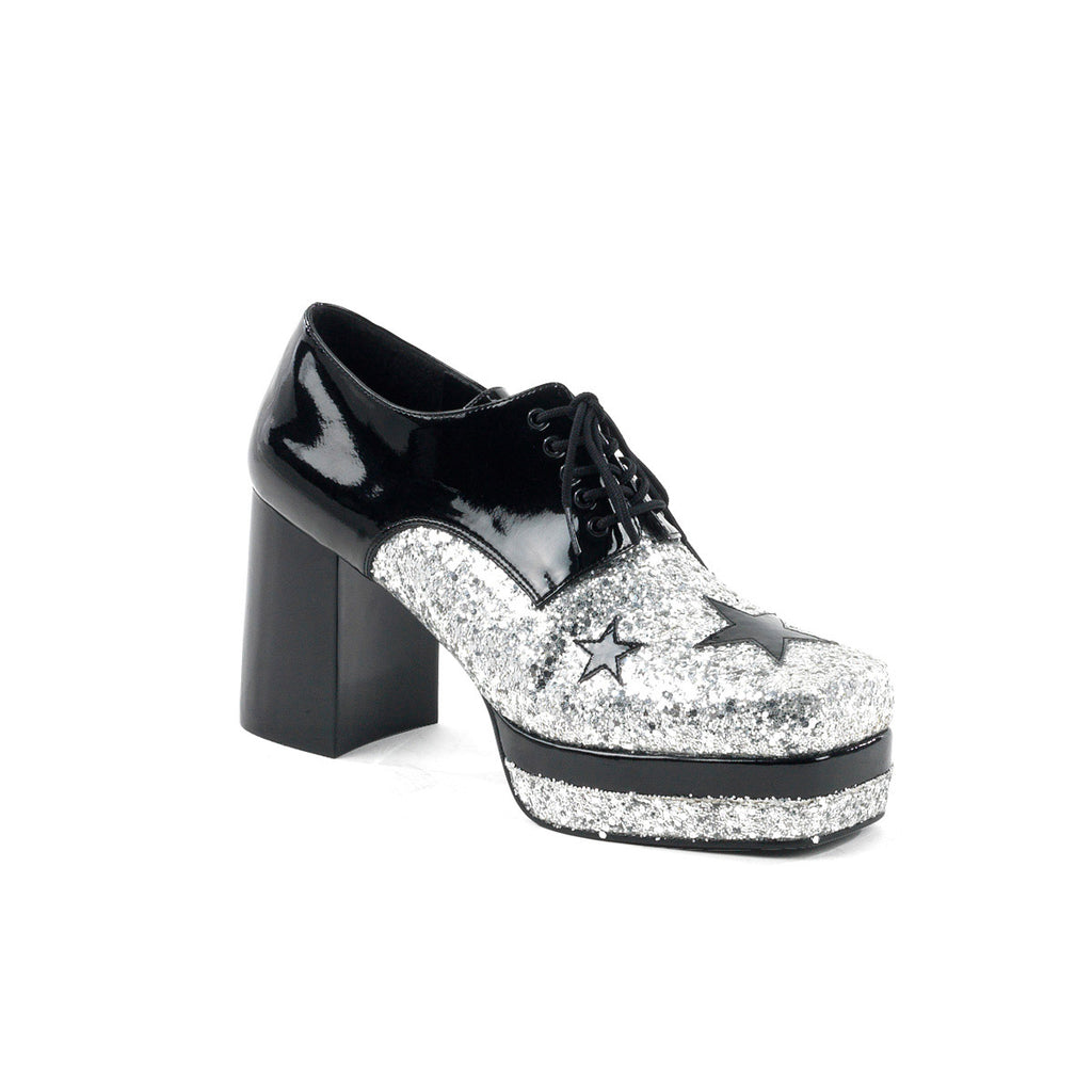 Lace Square Toe Star Glitter Platform Chunky High Heel Boots Shoes Pleaser Funtasma GLAMROCK/02