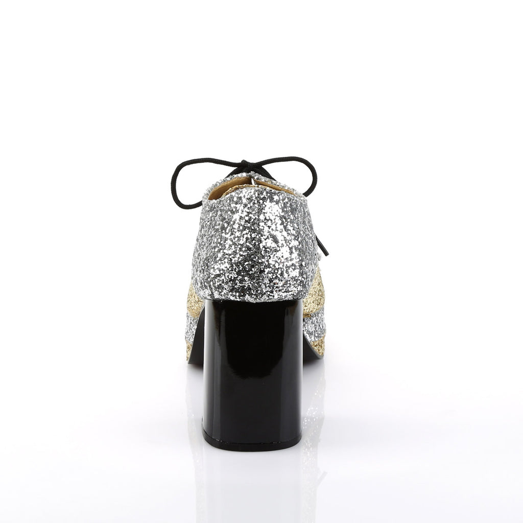 Lace Square Toe Star Glitter Platform Chunky High Heel Boots Shoes Pleaser Funtasma GLAMROCK/02