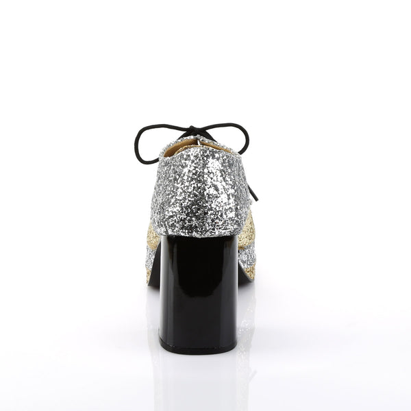 Lace Square Toe Star Glitter Platform Chunky High Heel Boots Shoes Pleaser Funtasma GLAMROCK/02