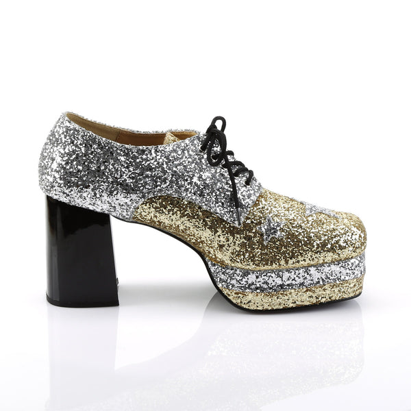 Lace Square Toe Star Glitter Platform Chunky High Heel Boots Shoes Pleaser Funtasma GLAMROCK/02