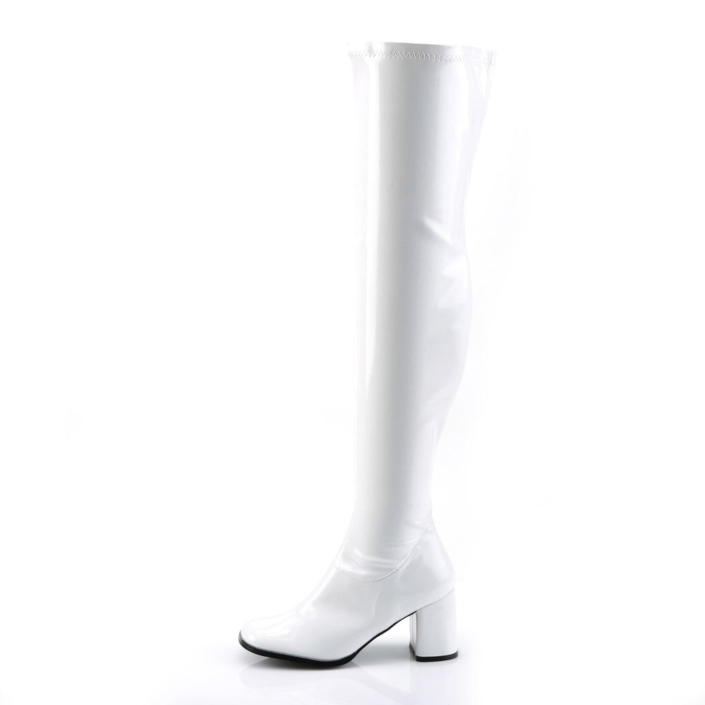 Sexy Stretch Thigh High Over The Knee Block Heel Gogo Boots Shoes Pleaser Funtasma GOGO/3000