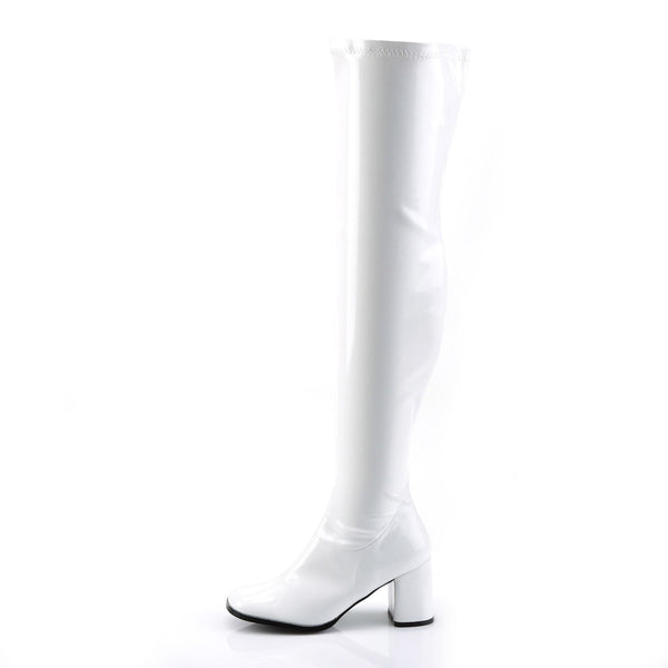 Sexy Stretch Thigh High Over The Knee Block Heel Gogo Boots Shoes Pleaser Funtasma GOGO/3000