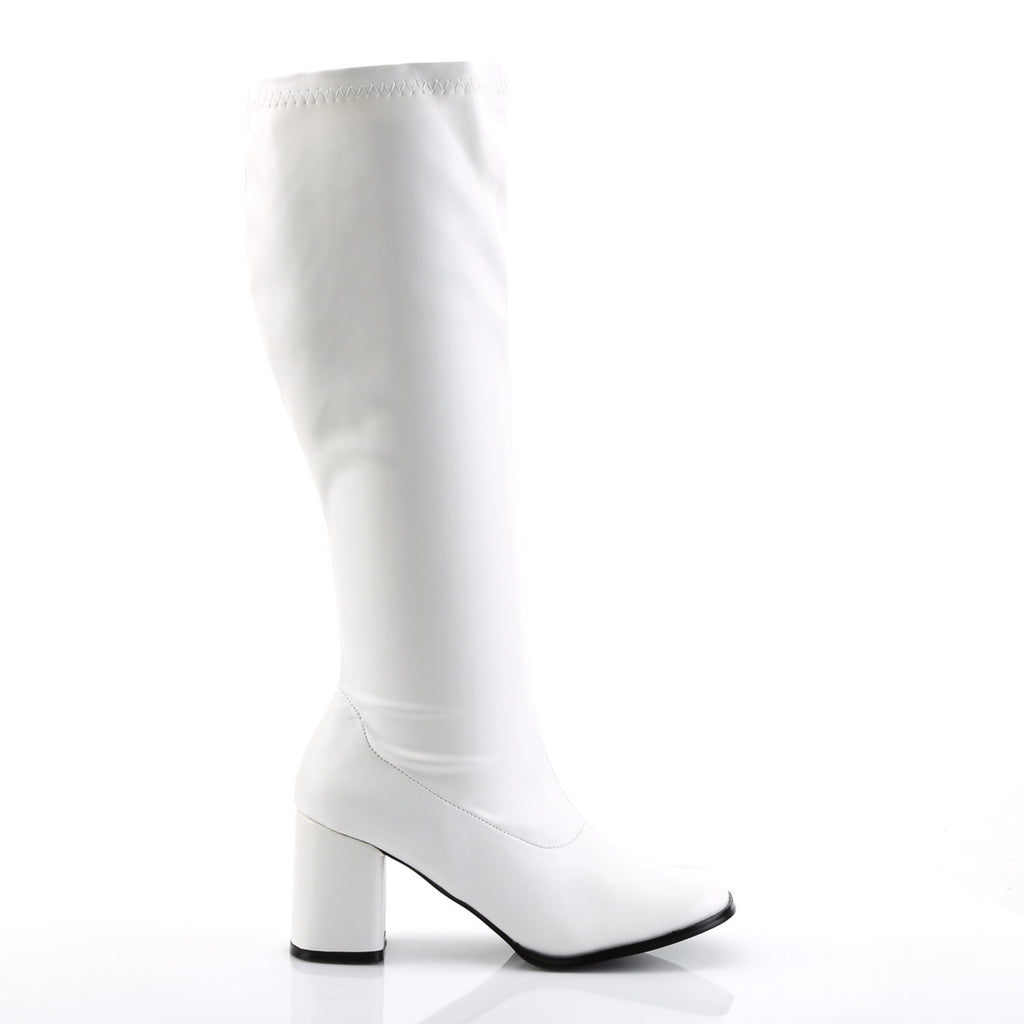 Sexy Block Heel Wide Width Knee High Side Zip Gogo Boots Shoes Pleaser Funtasma GOGO/300WC