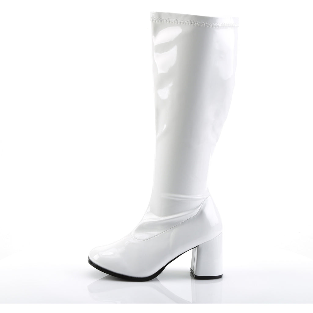 3" Block Heel Stretch Pat Wide Width Gogo Boot, Plus Size Pleaser Funtasma GOGO300X/W