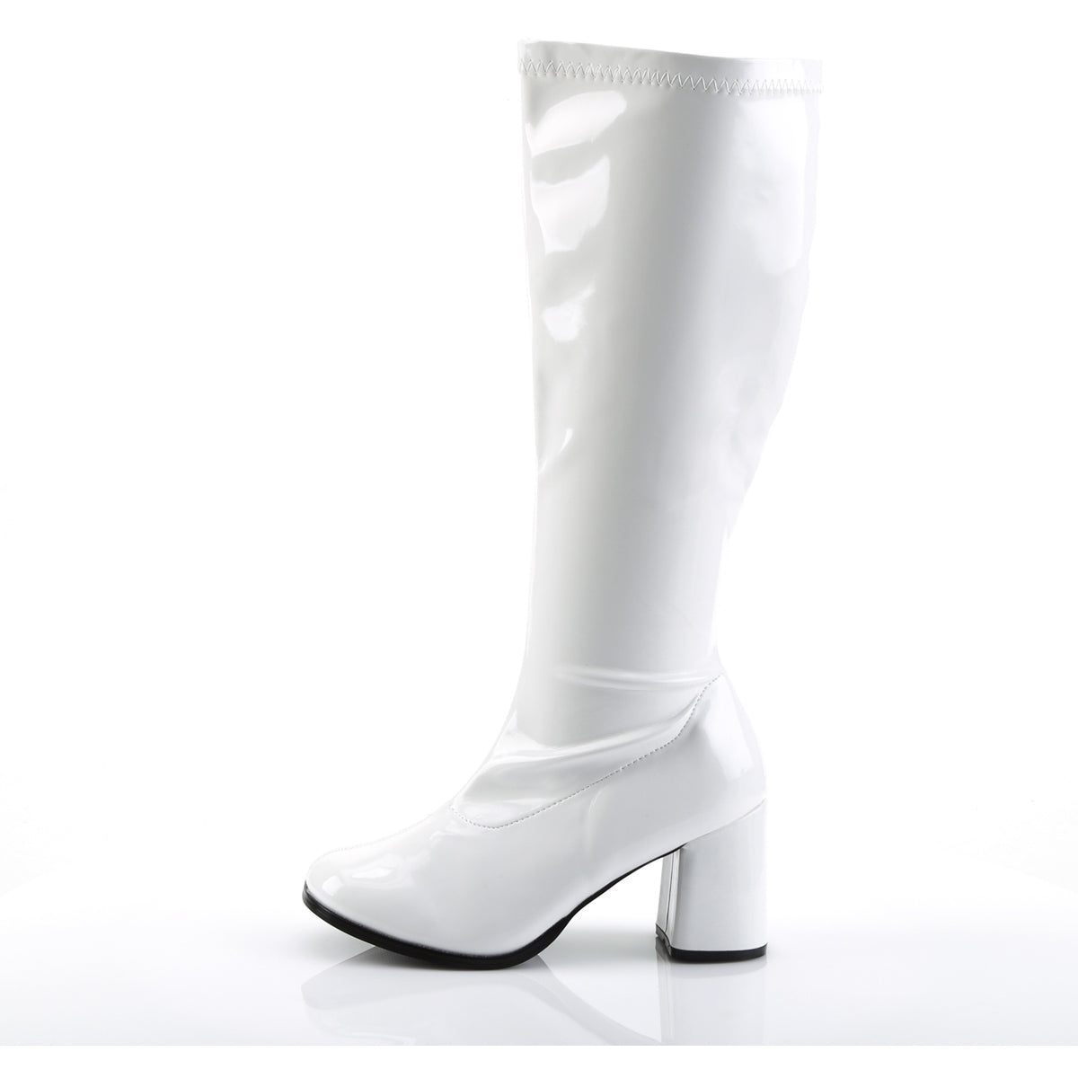 3" Block Heel Stretch Pat Wide Width Gogo Boot, Plus Size Pleaser Funtasma GOGO300X/W