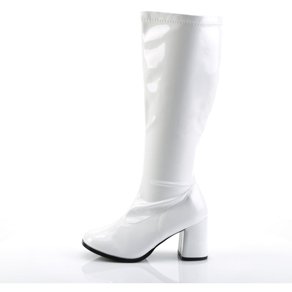 3" Block Heel Stretch Pat Wide Width Gogo Boot, Plus Size Pleaser Funtasma GOGO300X/W