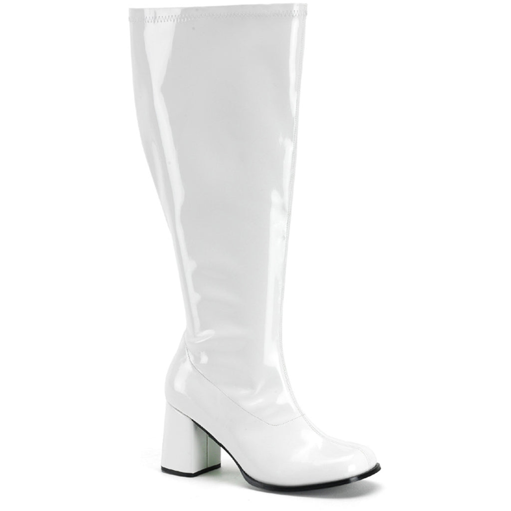 3" Block Heel Stretch Pat Wide Width Gogo Boot, Plus Size Pleaser Funtasma GOGO300X/W