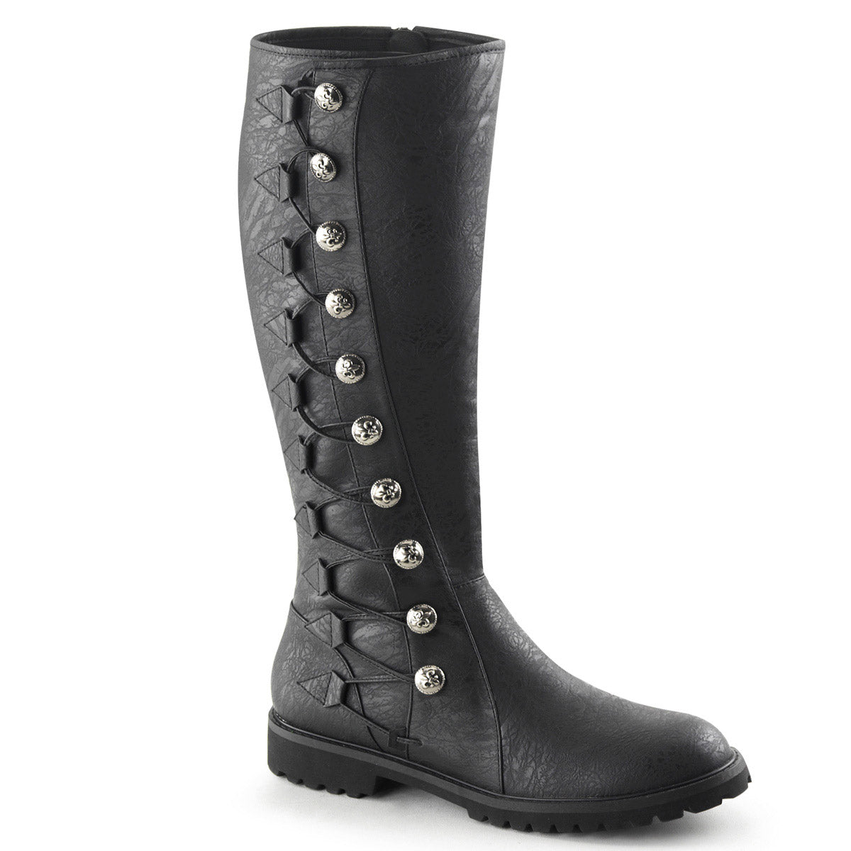 Button Lace Up Low Heel Knee High Full Inner Zipper Boots Shoes Pleaser Funtasma GOTHAM/109 Main image