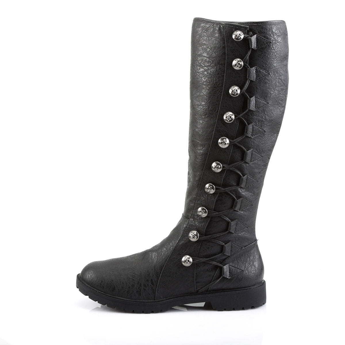 Button Lace Up Low Heel Knee High Full Inner Zipper Boots Shoes Pleaser Funtasma GOTHAM/109