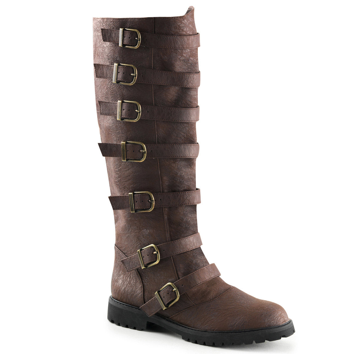 Expandable Shaft Multi Buckle Strap Knee Length Pull On Boots Shoes Pleaser Funtasma GOTHAM/110