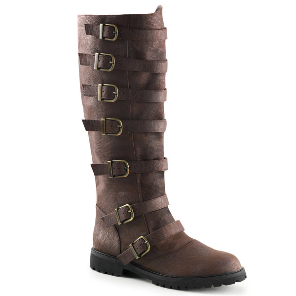 Expandable Shaft Multi Buckle Strap Knee Length Pull On Boots Shoes Pleaser Funtasma GOTHAM/110