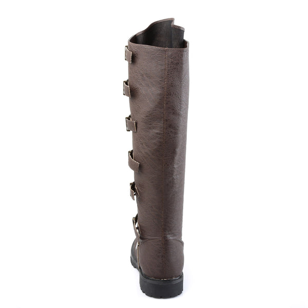 Expandable Shaft Multi Buckle Strap Knee Length Pull On Boots Shoes Pleaser Funtasma GOTHAM/110