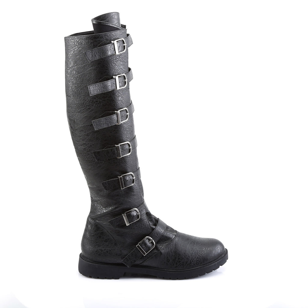 Expandable Shaft Multi Buckle Strap Knee Length Pull On Boots Shoes Pleaser Funtasma GOTHAM/110