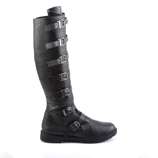 Expandable Shaft Multi Buckle Strap Knee Length Pull On Boots Shoes Pleaser Funtasma GOTHAM/110