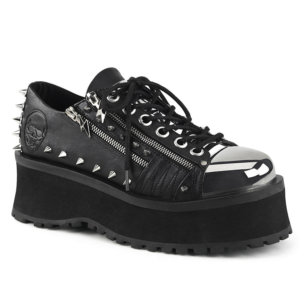 2 3/4" Platform Lace-Up Shoe W/ Metal Toe Cap Pleaser Demonia GRAVEDIGGER/04 Main image