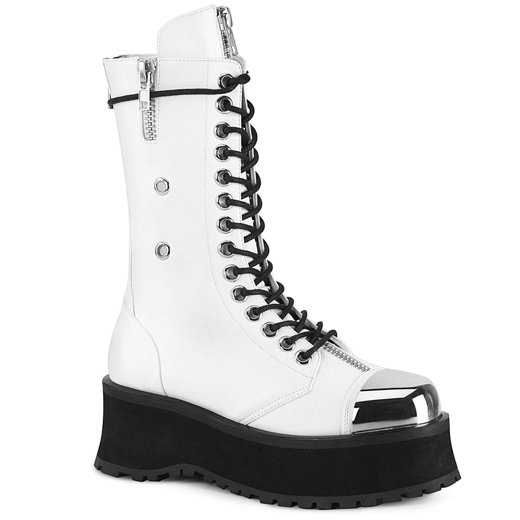 2 3/4" PF Lace-Up Mid Calf Boot, Back Metal Zipper Pleaser Demonia GRAVEDIGGER/14