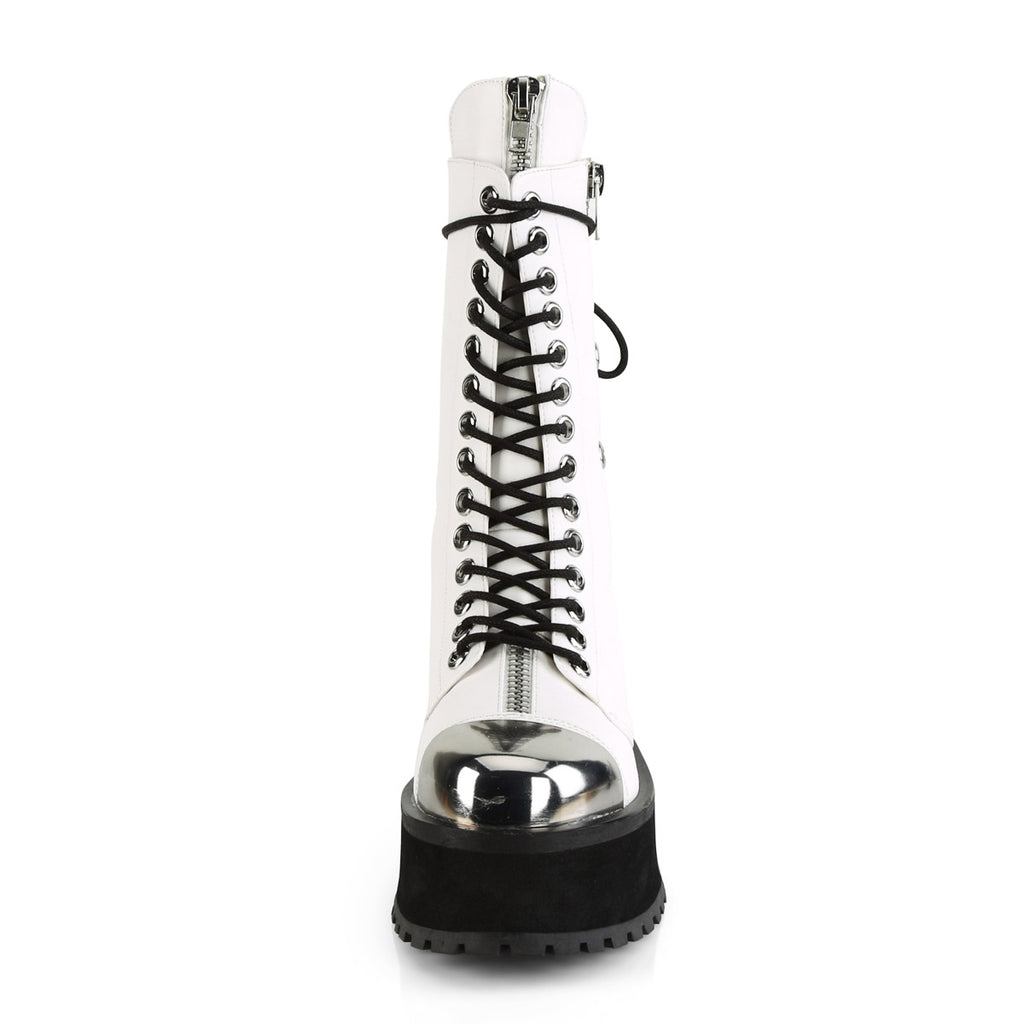 2 3/4" PF Lace-Up Mid Calf Boot, Back Metal Zipper Pleaser Demonia GRAVEDIGGER/14