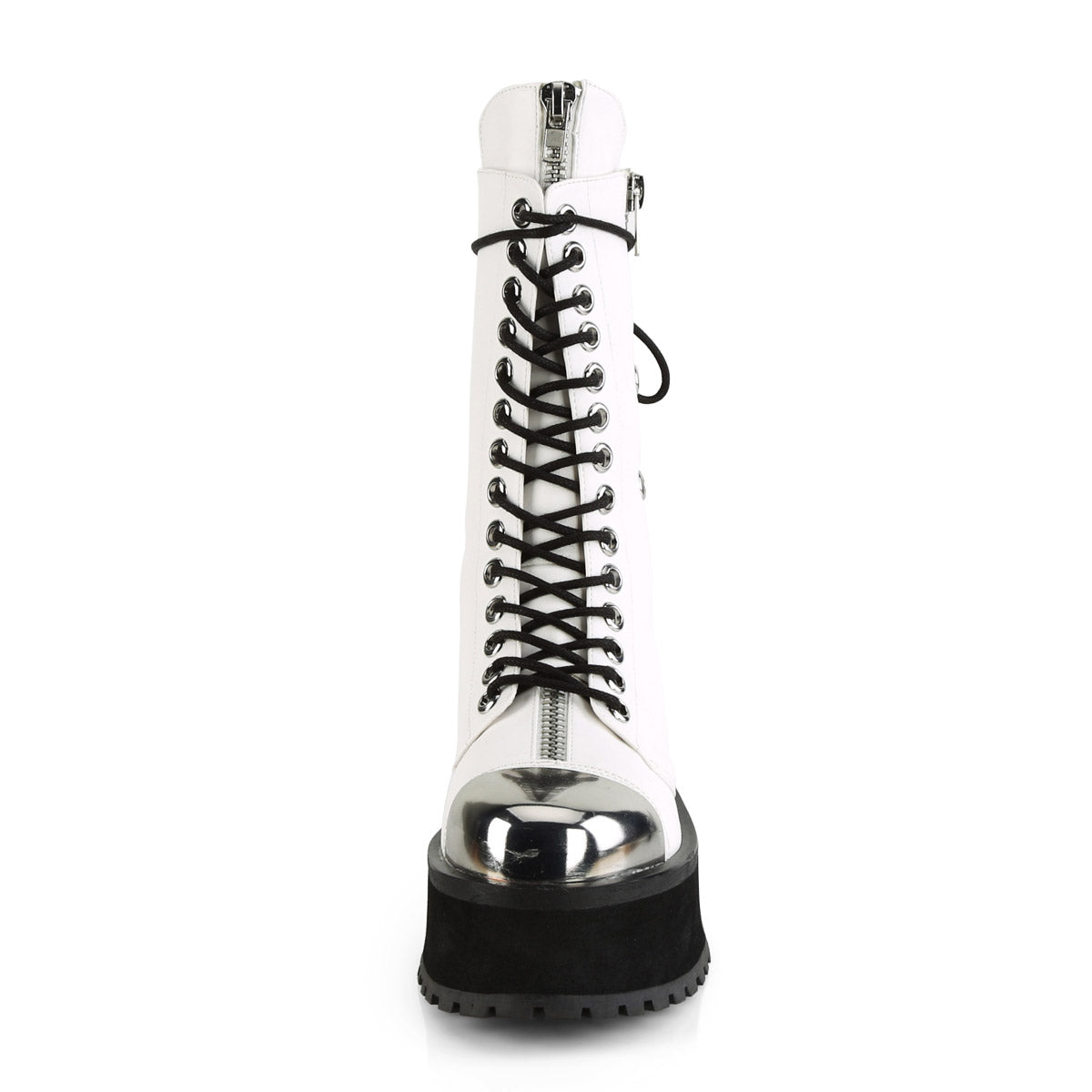 2 3/4" PF Lace-Up Mid Calf Boot, Back Metal Zipper Pleaser Demonia GRAVEDIGGER/14