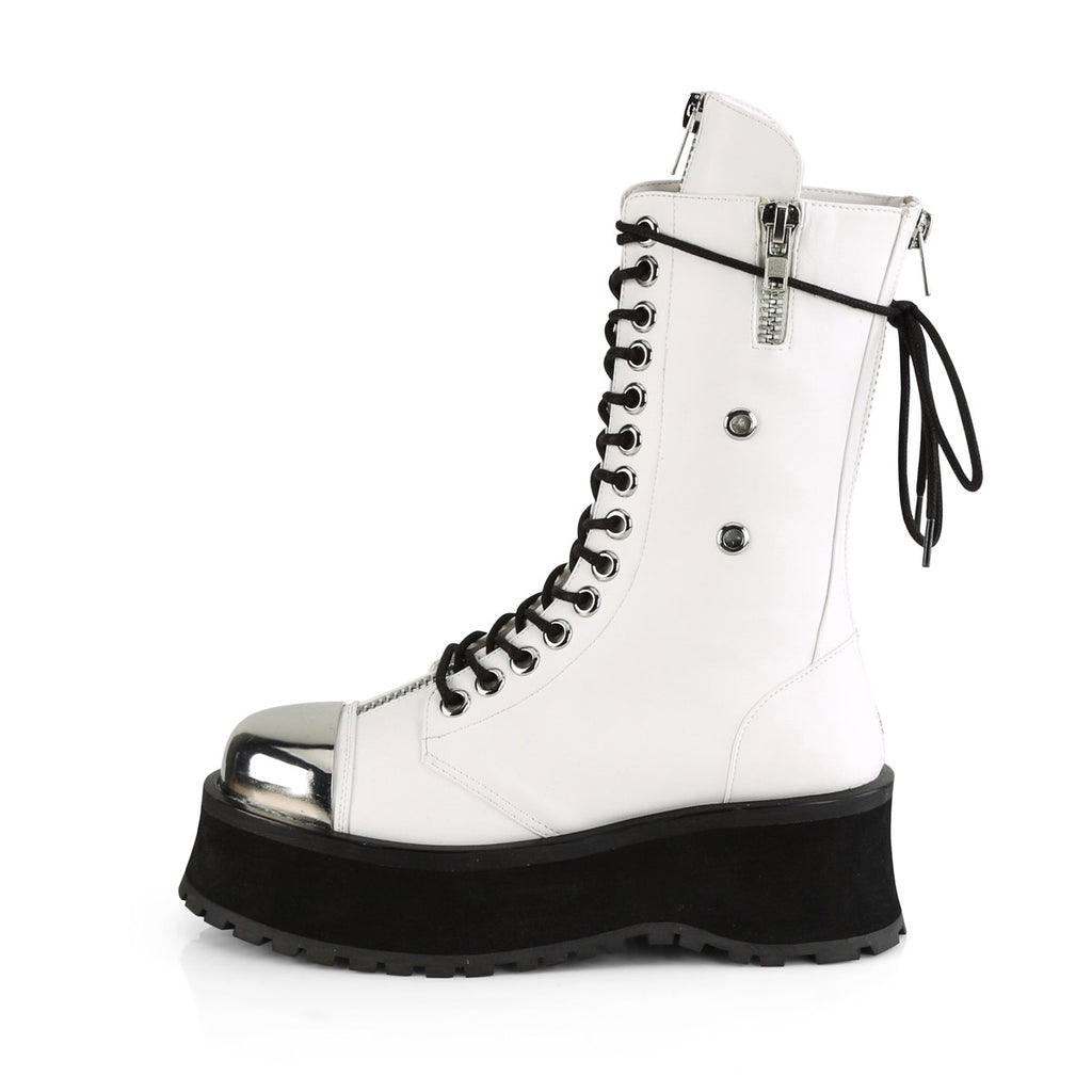 2 3/4" PF Lace-Up Mid Calf Boot, Back Metal Zipper Pleaser Demonia GRAVEDIGGER/14