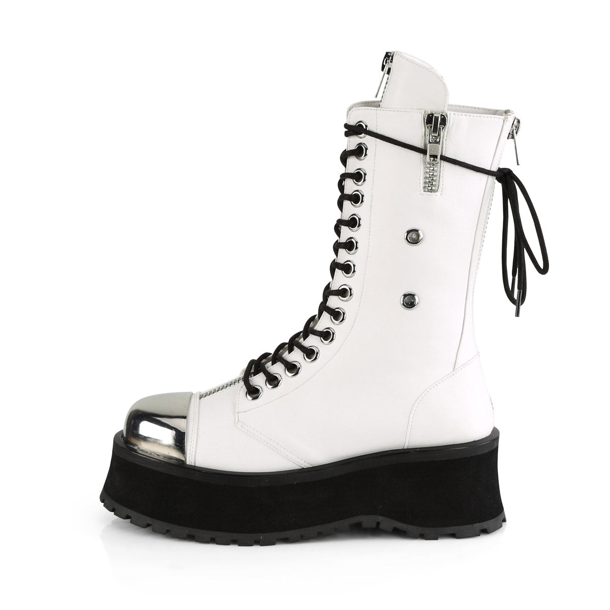 2 3/4" PF Lace-Up Mid Calf Boot, Back Metal Zipper Pleaser Demonia GRAVEDIGGER/14