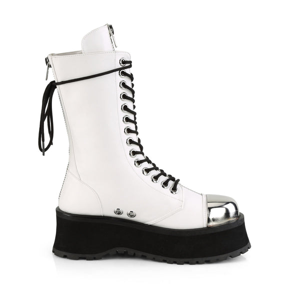 2 3/4" PF Lace-Up Mid Calf Boot, Back Metal Zipper Pleaser Demonia GRAVEDIGGER/14