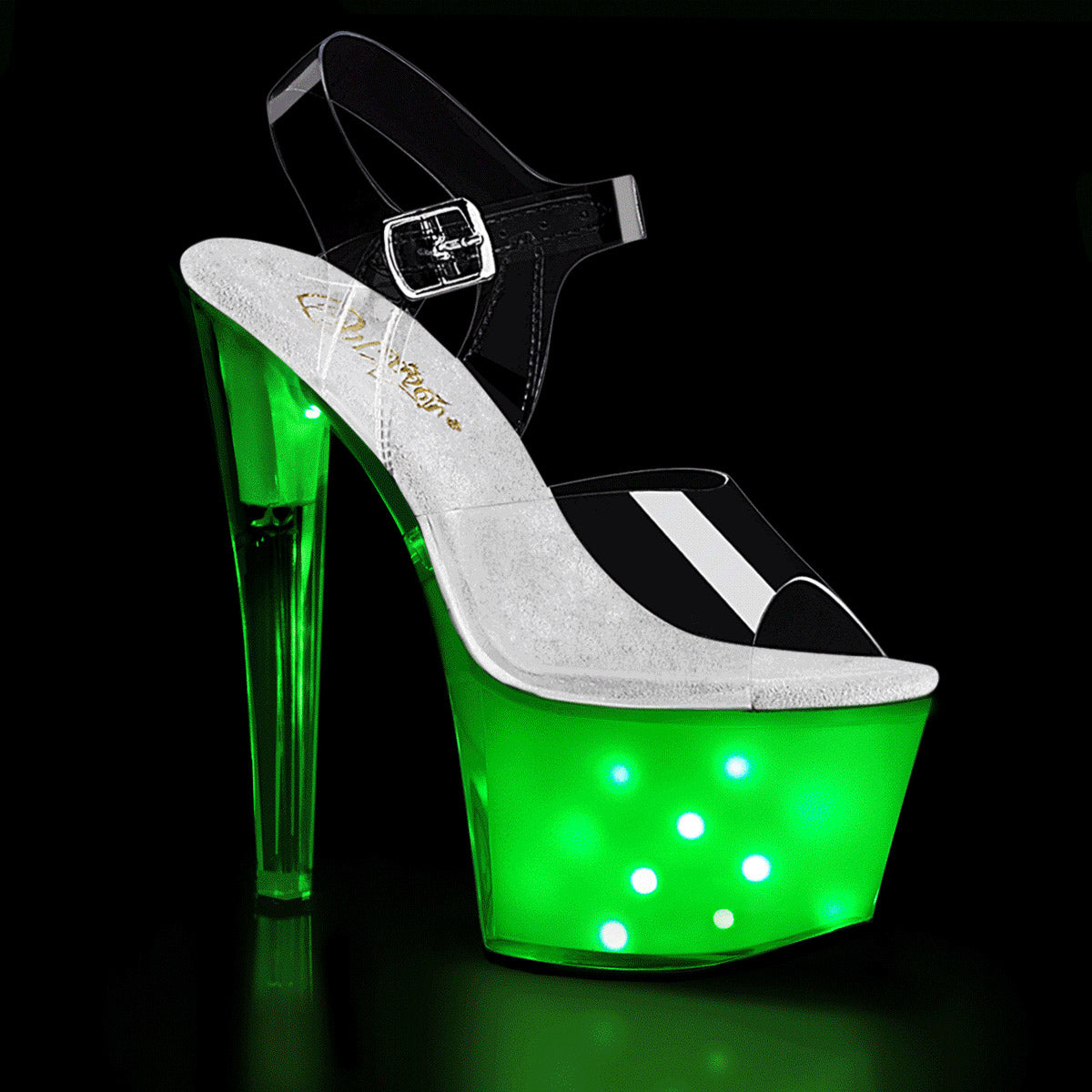 7" Heel, 2 3/4" PF LED Illuminated Ankle Strap Sandal Pleaser Pleaser ILLUMINATOR/708 Main image