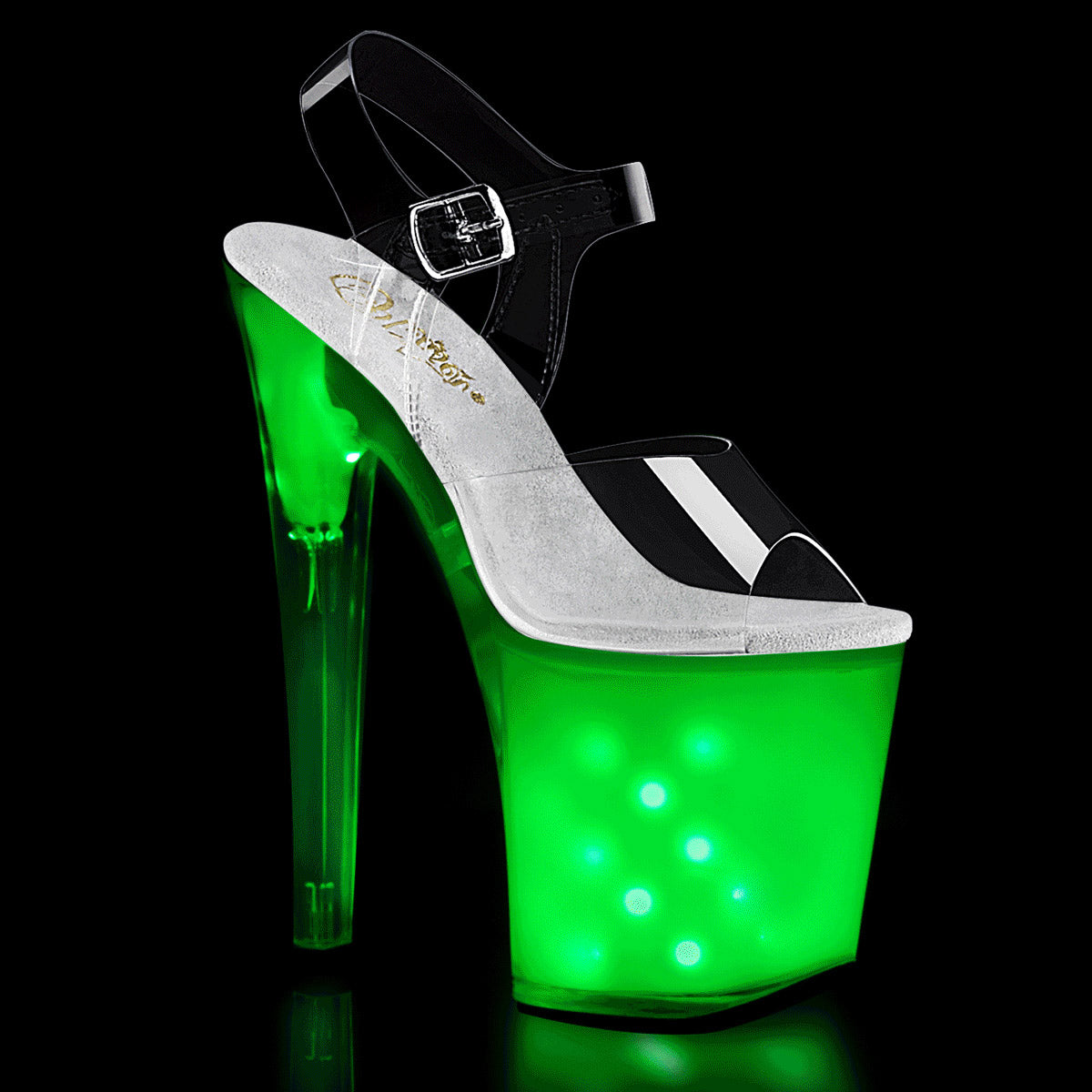 8" Heel, 4" PF LED Illuminated Ankle Strap Sandal Pleaser Pleaser ILLUMINATOR/808 Main image