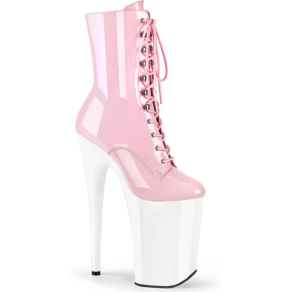 9" Heel, 5 1/4" Pf Lace-Up Front Ankle Boot, Side Zip Pleaser  INFINITY/1020