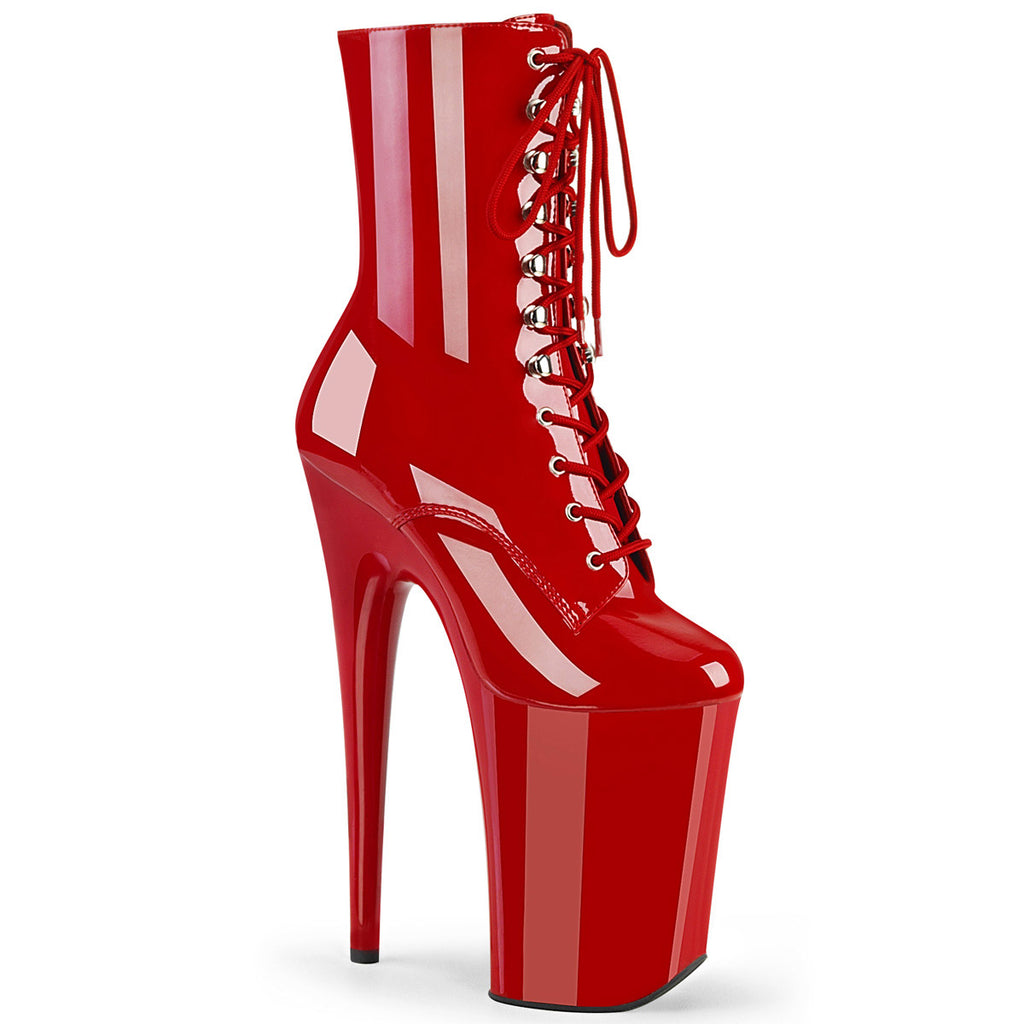 9" Heel, 5 1/4" Pf Lace-up Front Ankle Boot, Side Zip Pleaser  INFINITY/1020