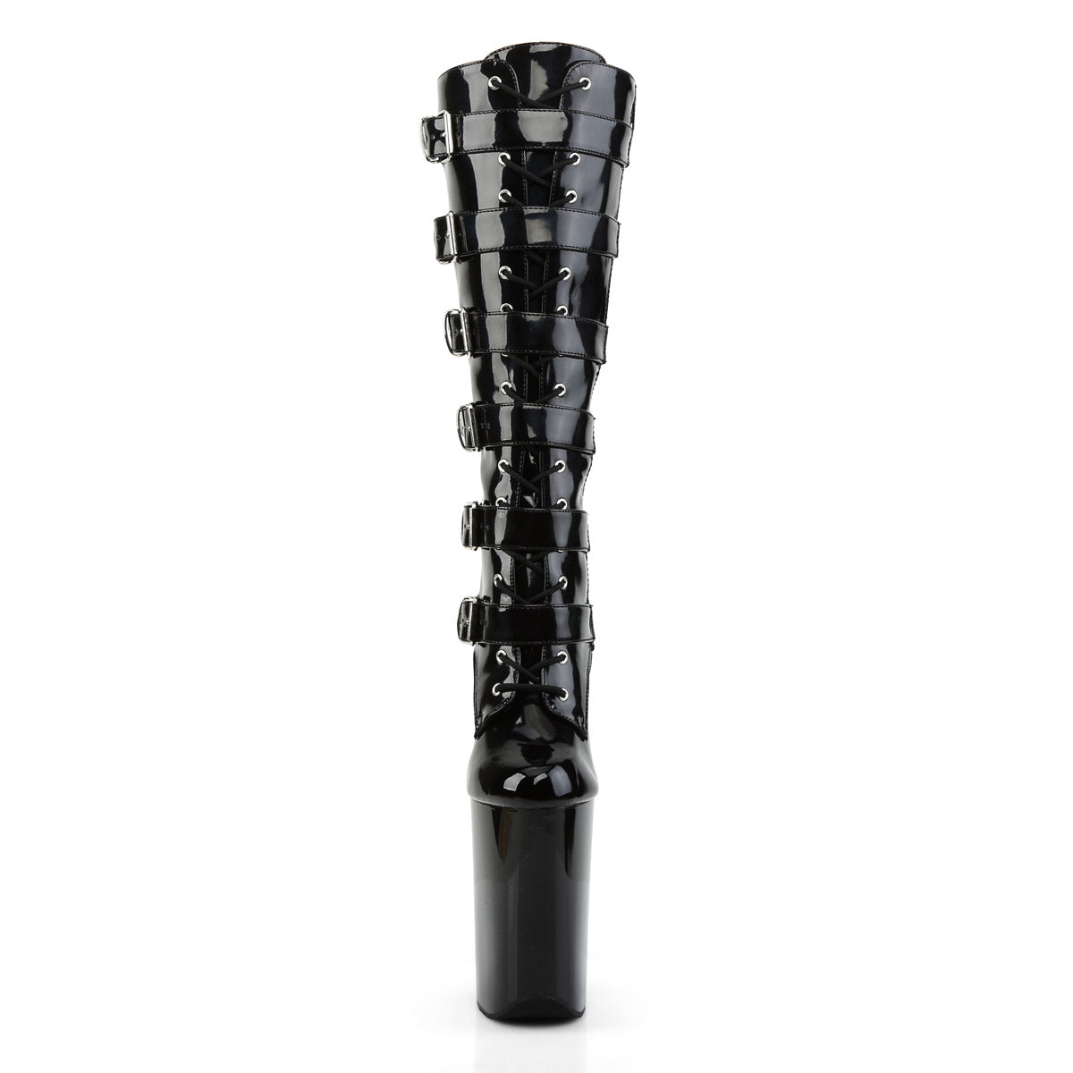 Pleaser Knee High Buckle Lace-Up Platform Extreme Stiletto Heel Boots for Women Secondary image